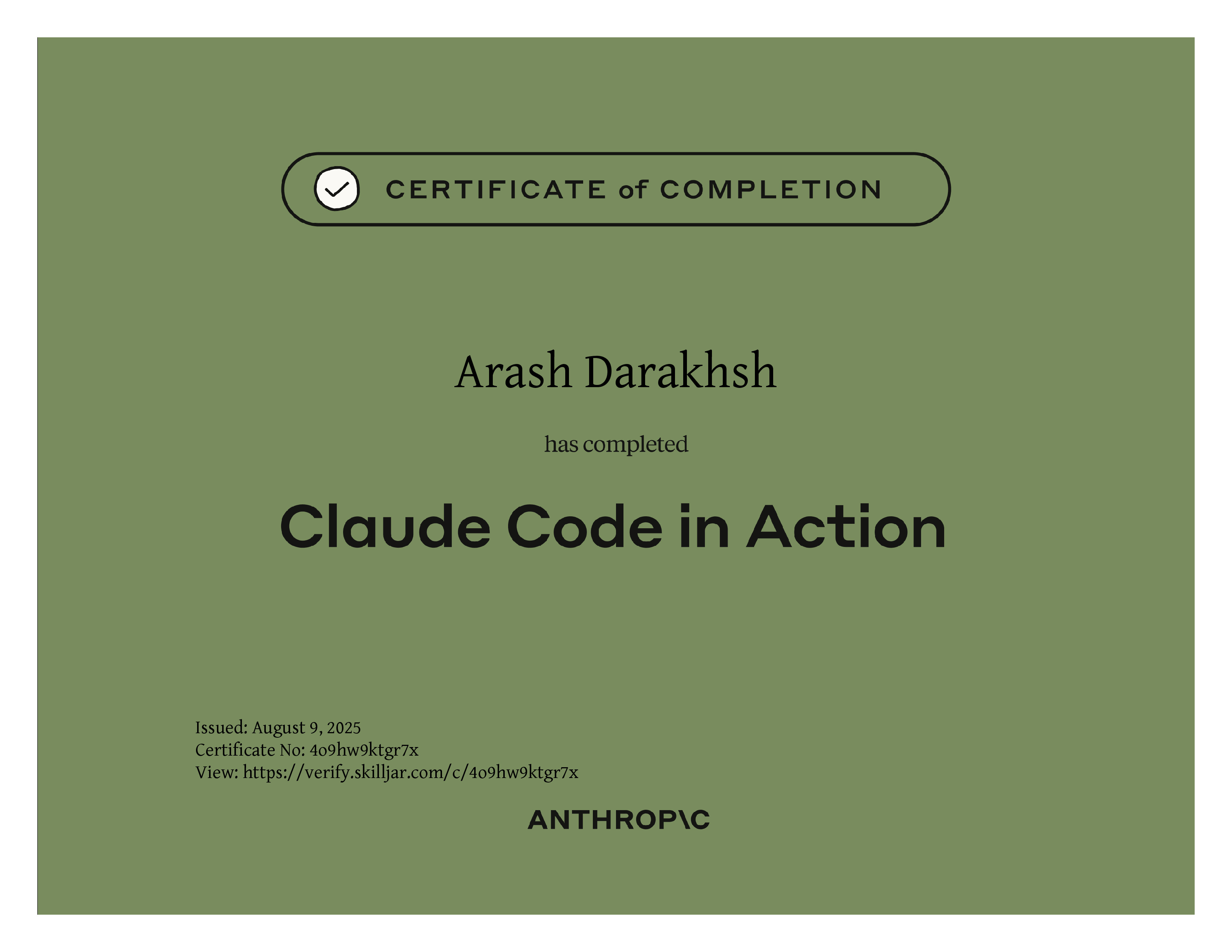 Claude Code in Action Certificate