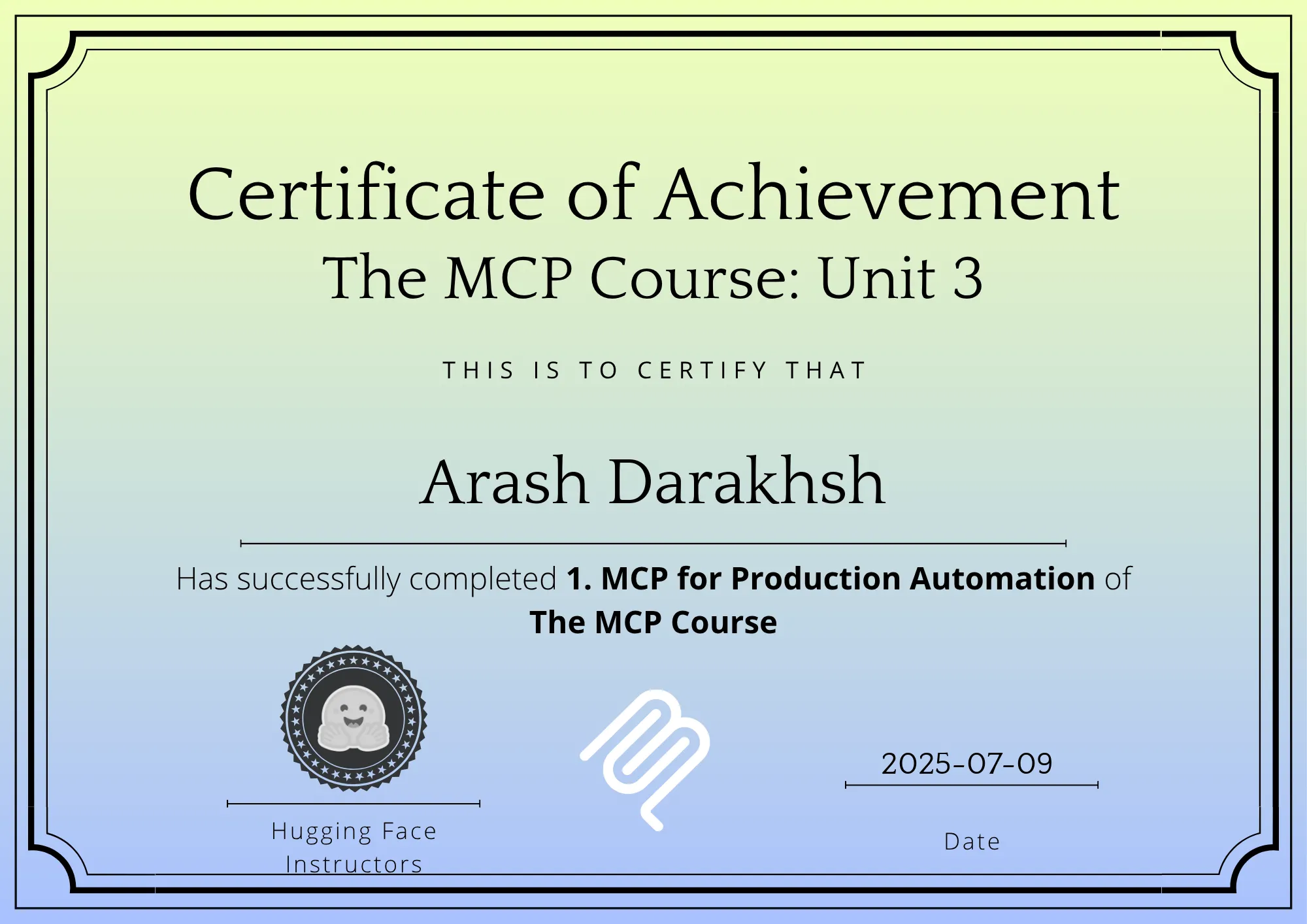 HuggingFace MCP Course Certificate Unit 3